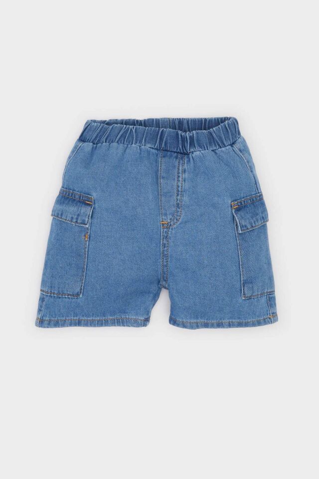 Erkek Bebek Beli Lastikli Cepli Jean Şort