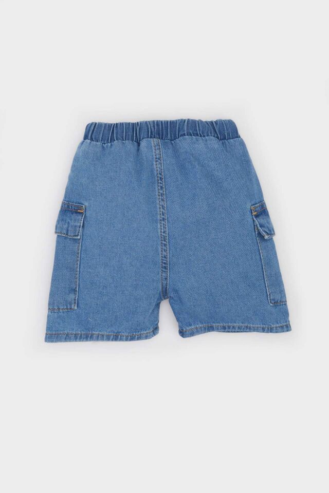 Erkek Bebek Beli Lastikli Cepli Jean Şort