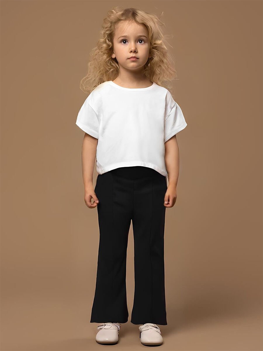 Flare Çelik Örme İspanyol Paça Kız Çocuk Pantolon 9-10Y - Siyah