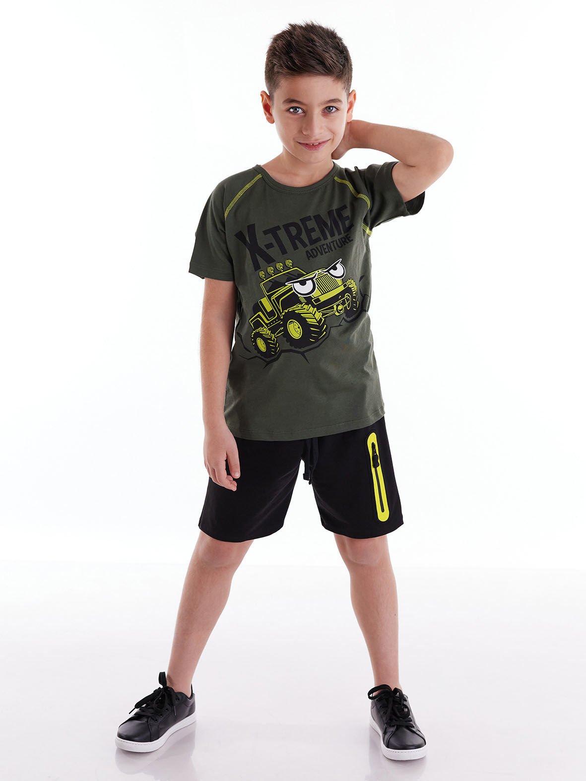 X-treme Erkek Çocuk T-shirt Şort Takım 3 Y - Yeşil, Siyah
