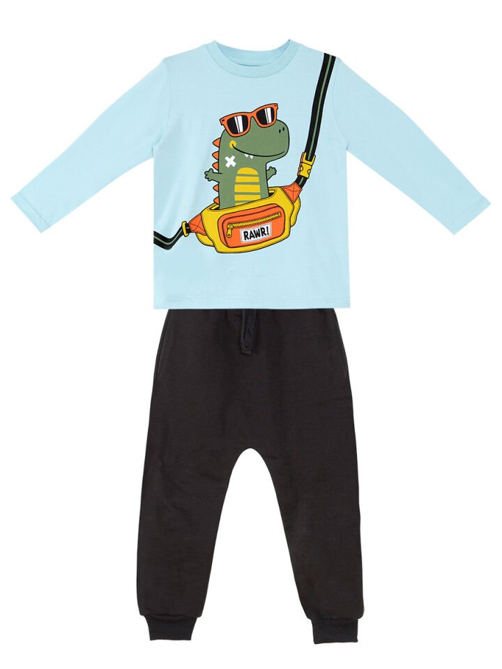 Dino Erkek Çocuk T-shirt Eşofmanaltı Takım 5 Y - Mavi