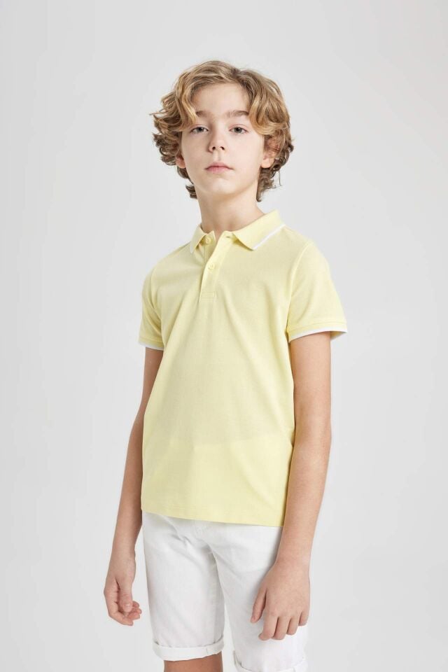 Erkek Çocuk Pike Kısa Kollu Polo Basic Düz Tişört