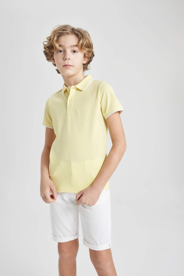 Erkek Çocuk Pike Kısa Kollu Polo Basic Düz Tişört