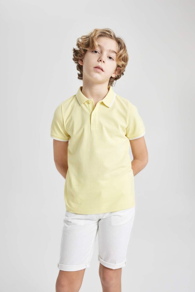 Erkek Çocuk Pike Kısa Kollu Polo Basic Düz Tişört