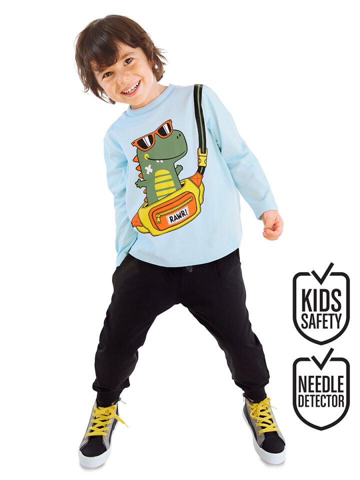 Dino Erkek Çocuk T-shirt Eşofmanaltı Takım 7 Y - Mavi