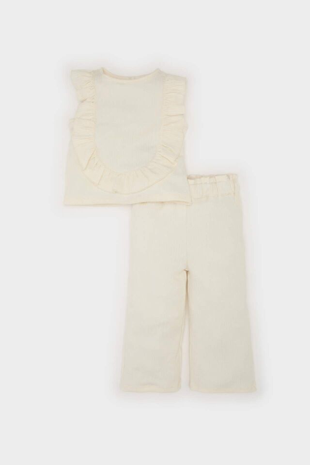 Kız Bebek 2'li Takım Kolsuz Bluz Beli Lastikli Geniş Paça Pantolon