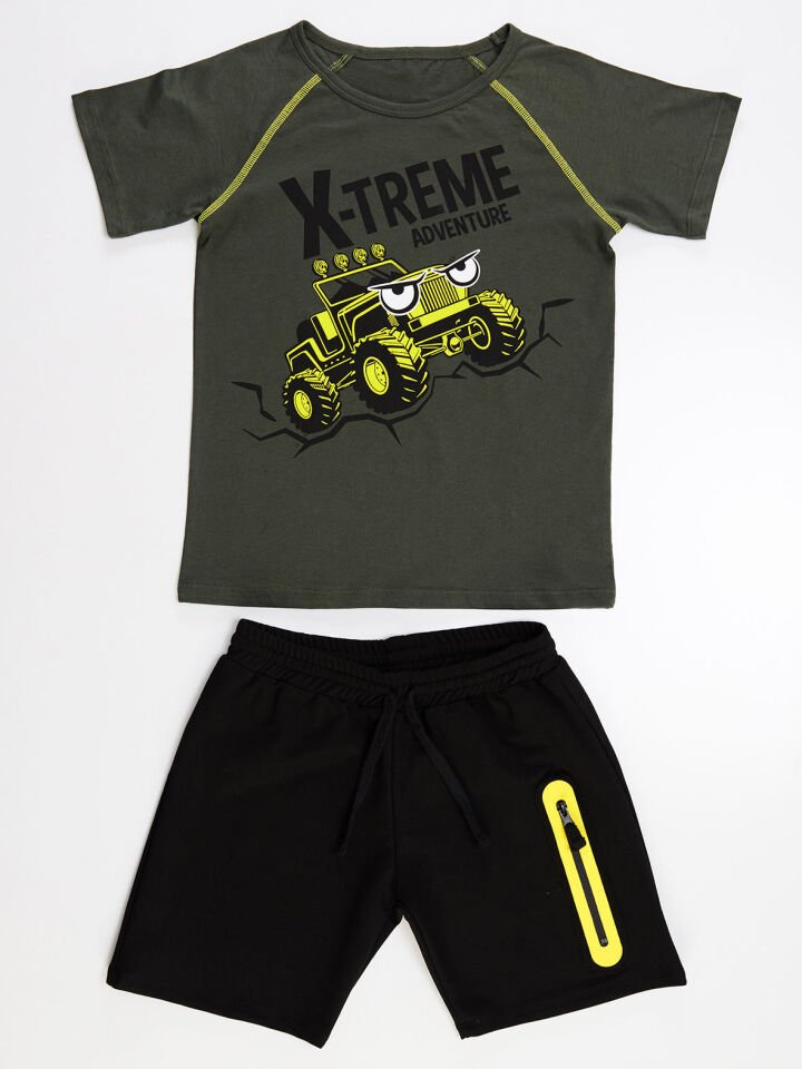 X-treme Erkek Çocuk T-shirt Şort Takım 6 Y - Yeşil, Siyah