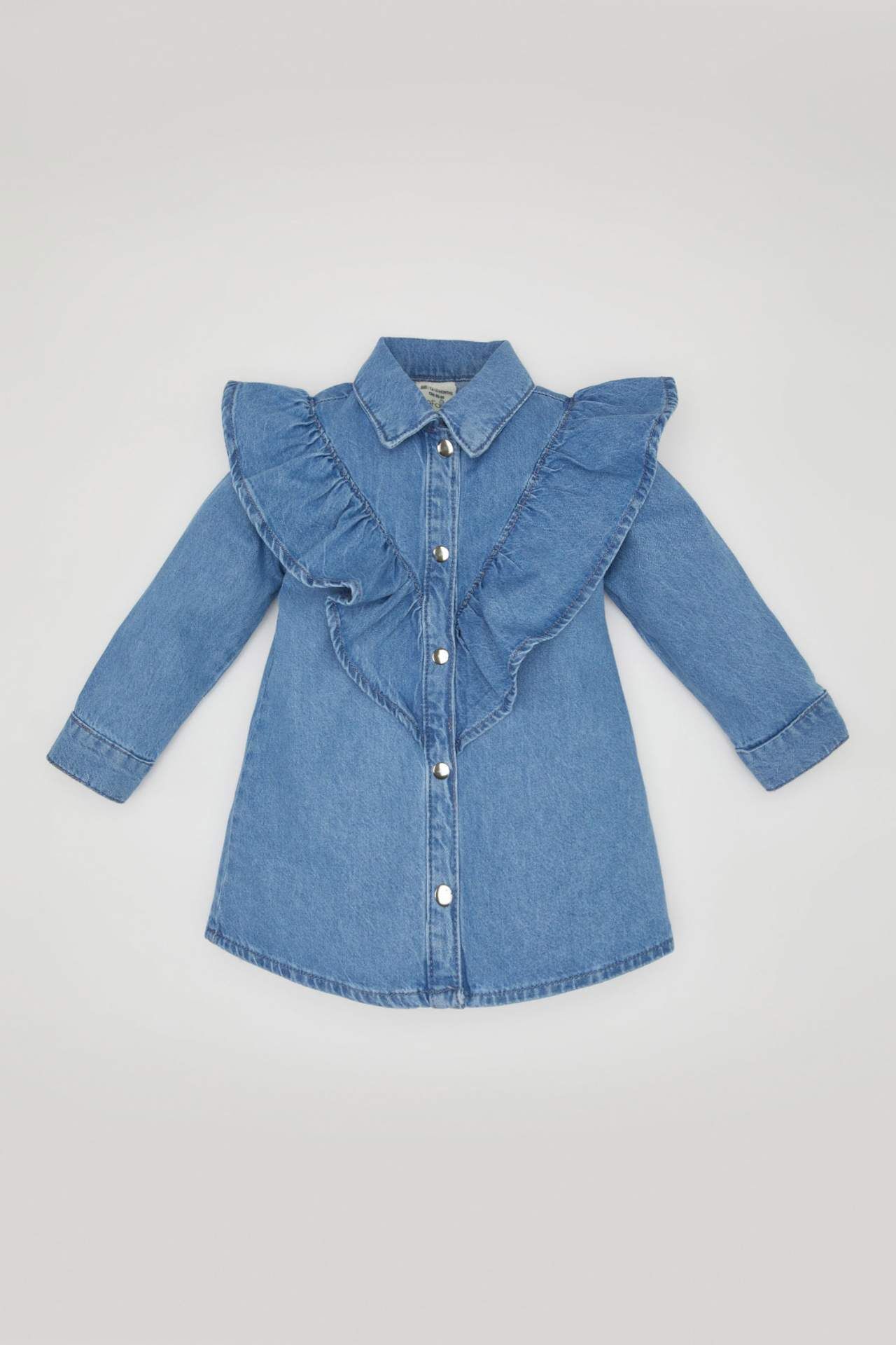 Kız Bebek Uzun Kollu Jean Elbise