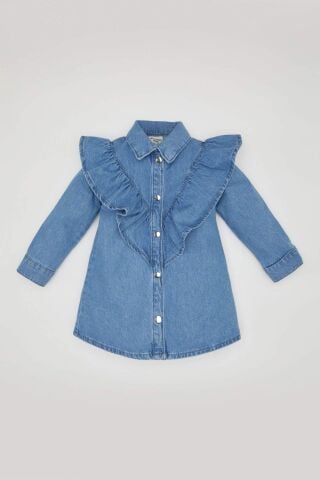 Kız Bebek Uzun Kollu Jean Elbise