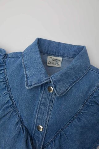 Kız Bebek Uzun Kollu Jean Elbise