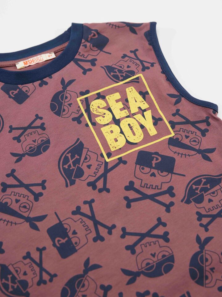 Sea T-shirt Erkek Çocuk T-shirt Kapri Şort Takım 5 Y - Lacivert, Kahverengi