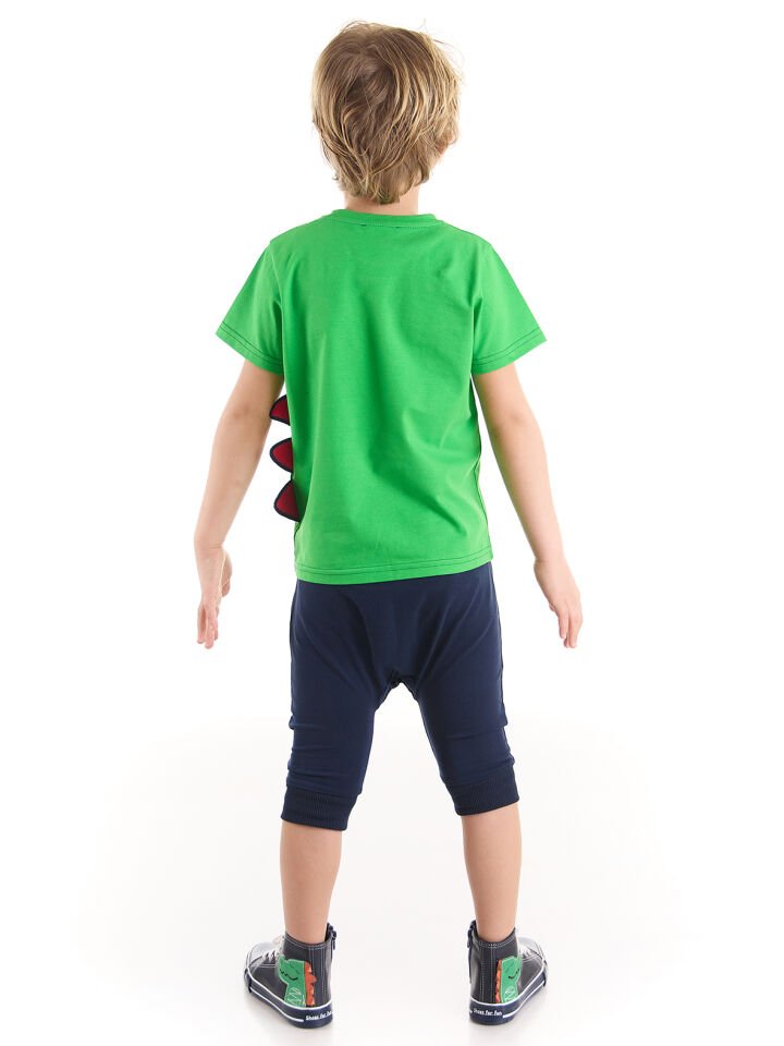 Haylaz Erkek Çocuk Yeşil T-shirt Kapri Şort Takım 3 Y - Lacivert, Yeşil