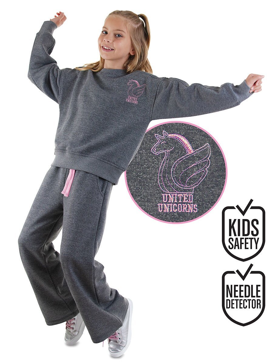 Unicorn Kız Çocuk Gri Eşofman Takımı