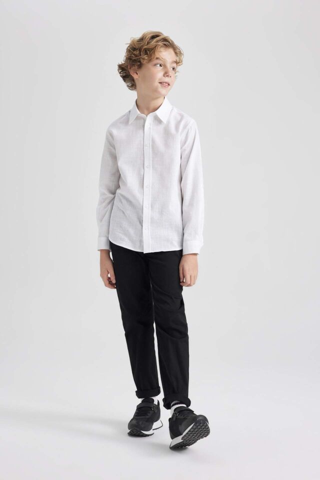 Erkek Çocuk 23 Nisan Çocuk Bayramı Siyah Düz Paça Gabardin Basic Düz Pantolon