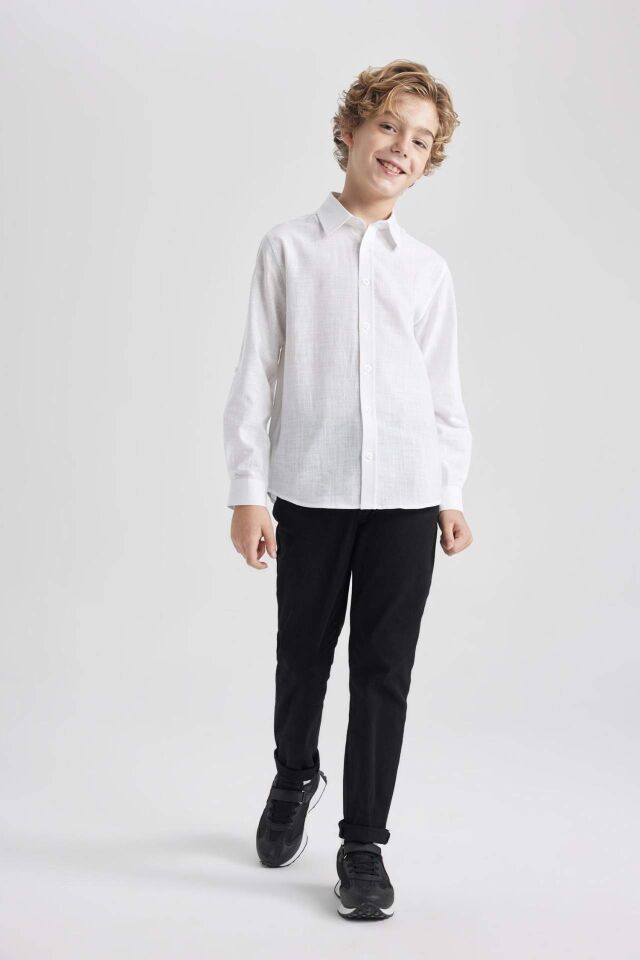 Erkek Çocuk 23 Nisan Çocuk Bayramı Siyah Düz Paça Gabardin Basic Düz Pantolon
