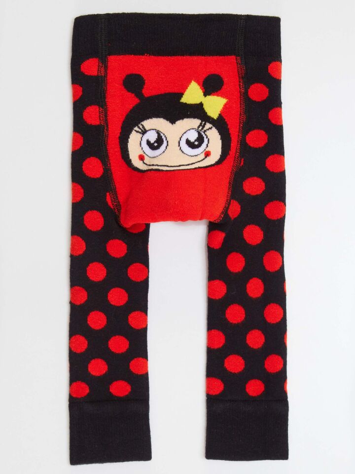 Uğur Böceği Kız Bebek Tayt-Pantolon 3-6 M - Kırmızı, Siyah