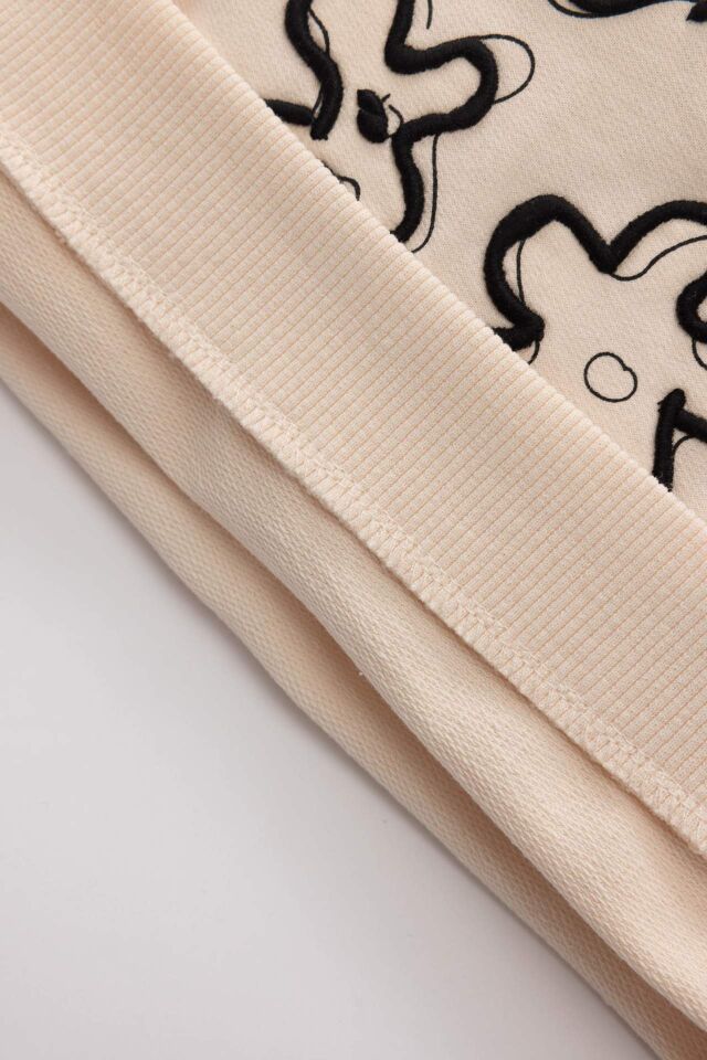 Kız Bebek Bisiklet Yaka Çiçek Baskılı Sweatshirt