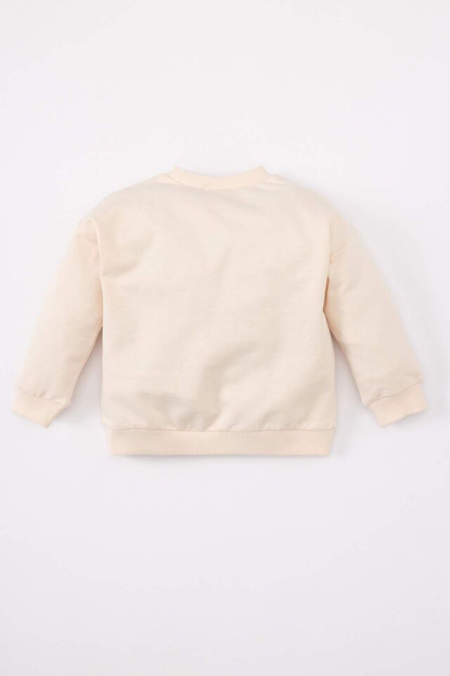 Kız Bebek Bisiklet Yaka Çiçek Baskılı Sweatshirt