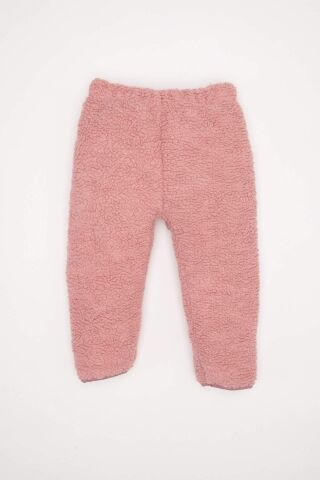 Kız Bebek 2'li Takım Pelüş Fermuarlı Dik Yaka Sweatshirt Üst  Beli Lastikli Alt