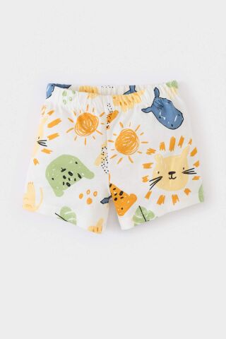 Erkek Bebek Pijama Takımı Desenli Kısa Kollu Penye Üst Şort