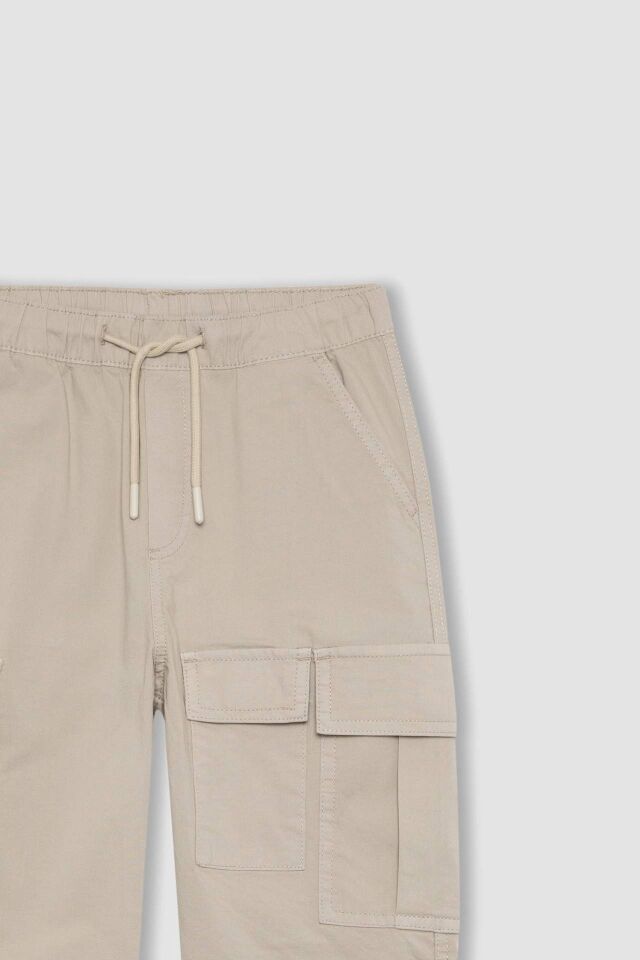 Erkek Çocuk Kargo Cepli Düz Paça Gabardin Pantolon