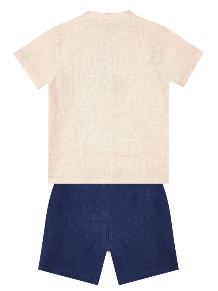 Erkek Bebek Çocuk Müslin Şort Gömlek Takım