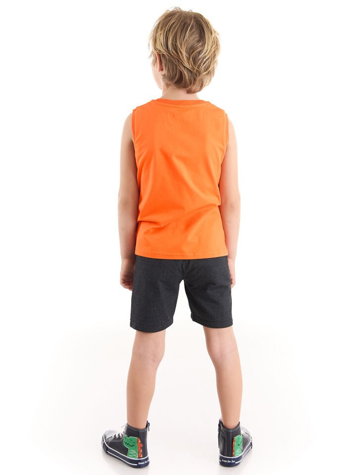 Paçada Timsah Erkek Çocuk T-shirt Şort Takım 3 Y - Turuncu, Siyah