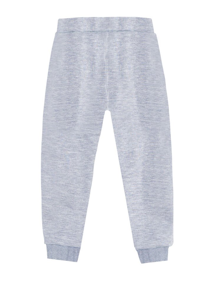 Unisex Kız Erkek Çocuk Gri Melanj Basic Eşofman Altı