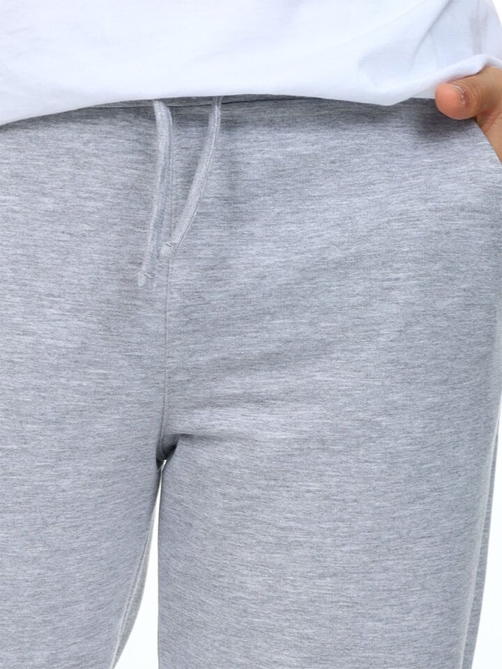 Unisex Kız Erkek Çocuk Gri Melanj Basic Eşofman Altı