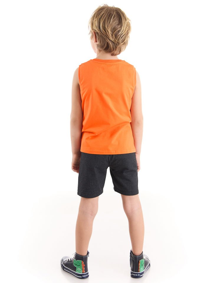 Paçada Timsah Erkek Çocuk T-shirt Şort Takım 3 Y - Turuncu, Siyah