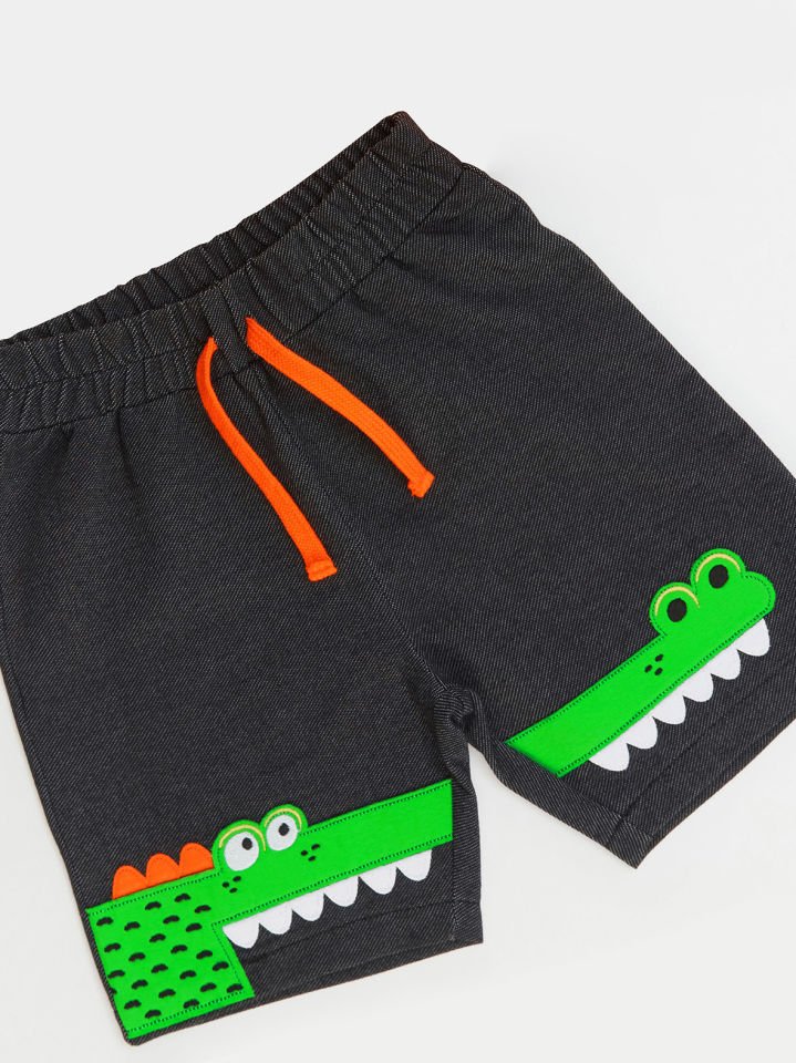 Paçada Timsah Erkek Çocuk T-shirt Şort Takım 3 Y - Turuncu, Siyah