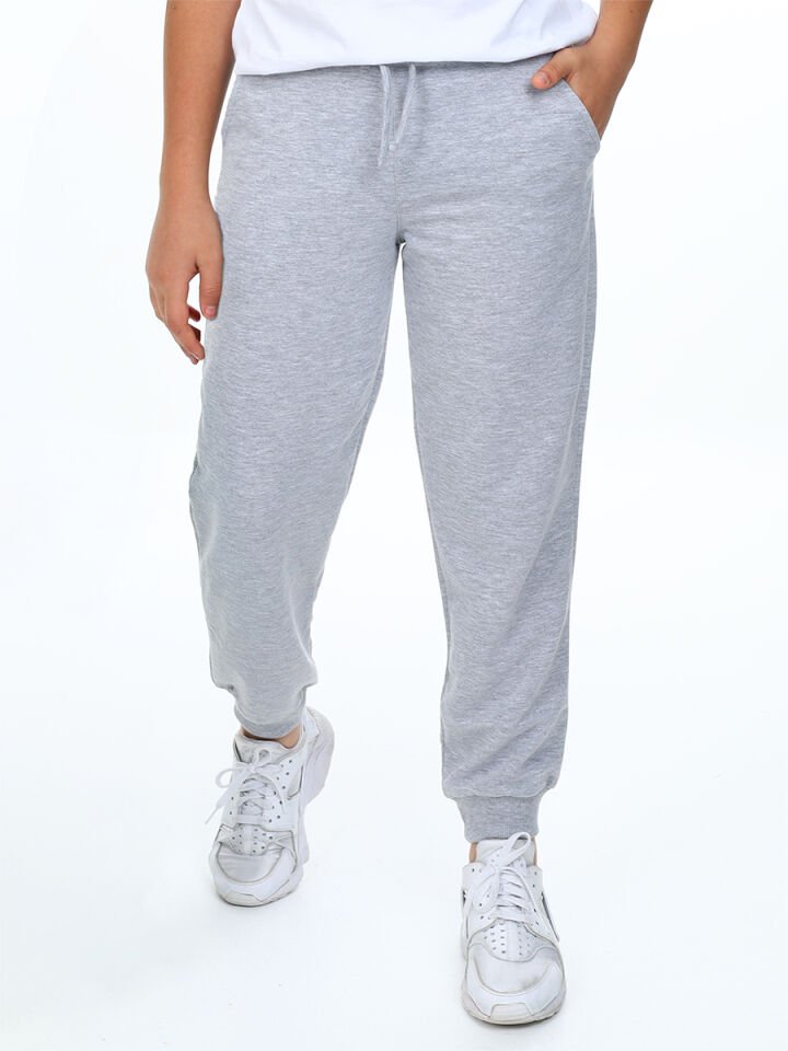 Unisex Kız Erkek Çocuk Gri Melanj Basic Eşofman Altı 12 Y - Melanj