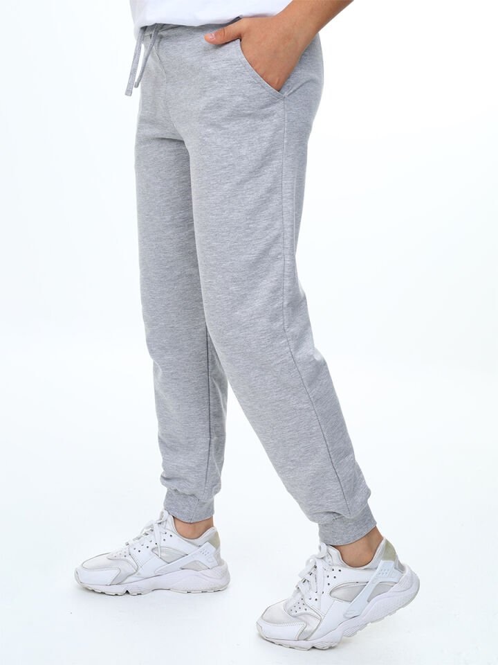 Unisex Kız Erkek Çocuk Gri Melanj Basic Eşofman Altı 12 Y - Melanj