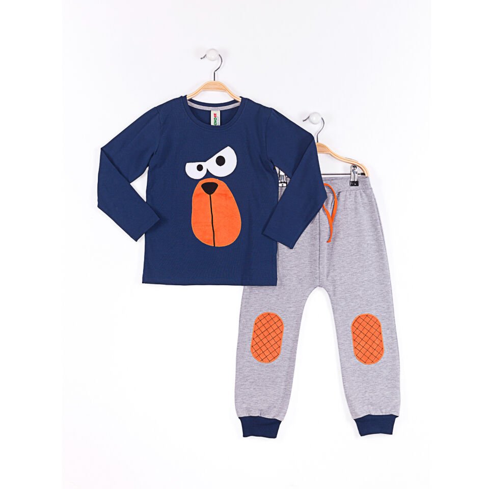 Ciddiyim Erkek Çocuk T-shirt Pantolon Takım 2 Y - Mavi Gri