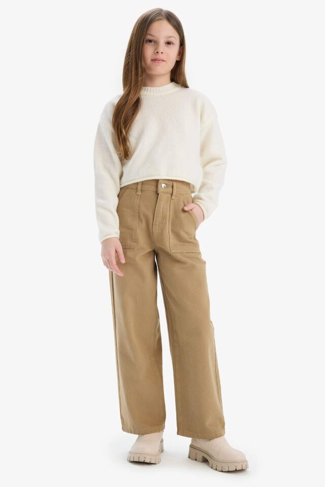 Kız Çocuk Wide Leg Geniş Paça Pamuklu Pantolon