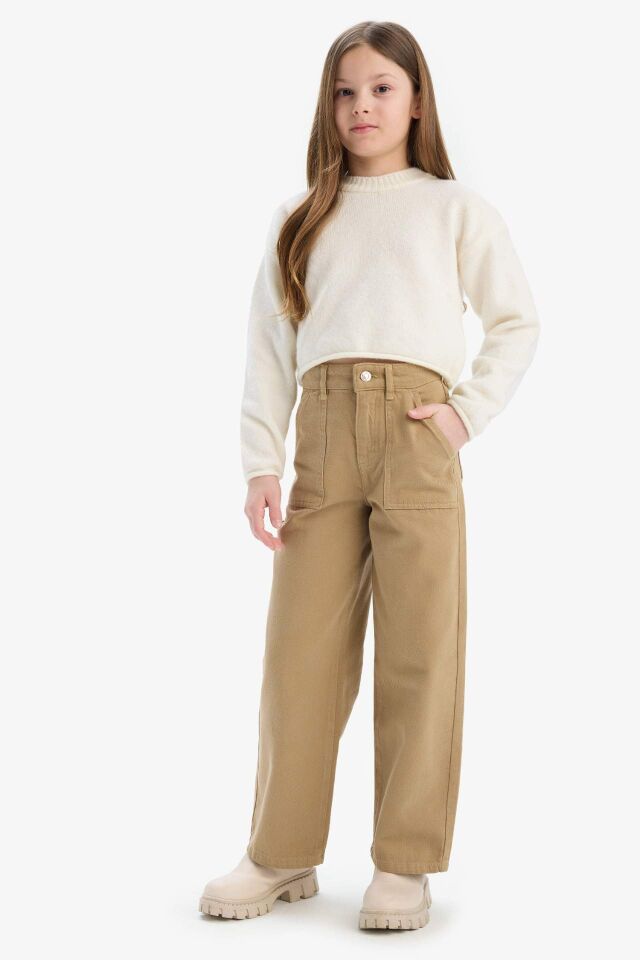 Kız Çocuk Wide Leg Geniş Paça Pamuklu Pantolon