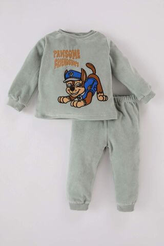 Erkek Bebek Paw Patrol Pijama Takımı Uzun Kollu Velur Üst Beli Lastikli Alt