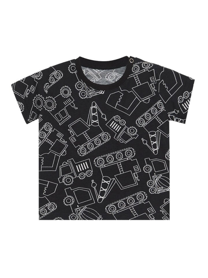 Araba Erkek Bebek Siyah T-Shirt Kapri Şort Takım