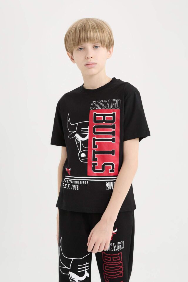 Erkek Çocuk NBA Chicago Bulls Bisiklet Yaka Kısa Kollu Tişört