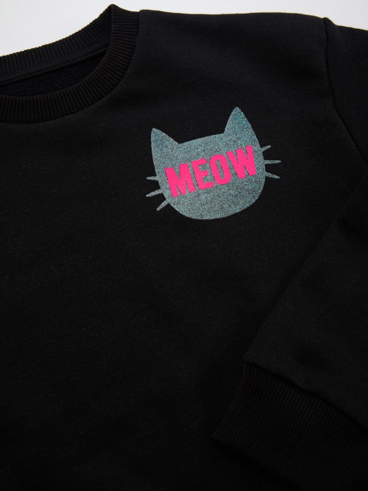 Siyah Kedi Kız Çocuk Eşofman Alt Üst Takım 5 Y - Siyah