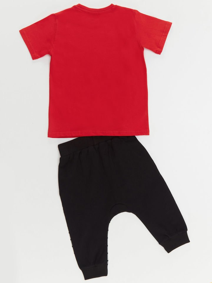 Jake Erkek Çocuk T-shirt Kapri Şort Takım 5 Y - Kırmızı, Gri, Siyah