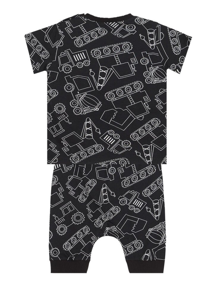 Araba Erkek Bebek Siyah T-Shirt Kapri Şort Takım 24-36 M - Siyah