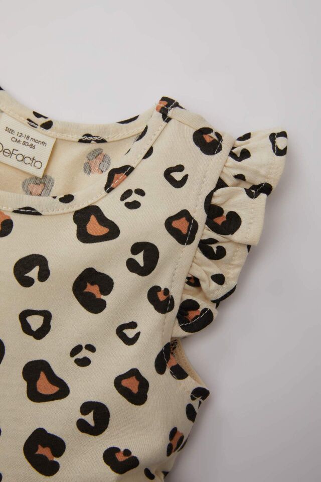 Kız Bebek Leopar Desenli Kolsuz Elbise