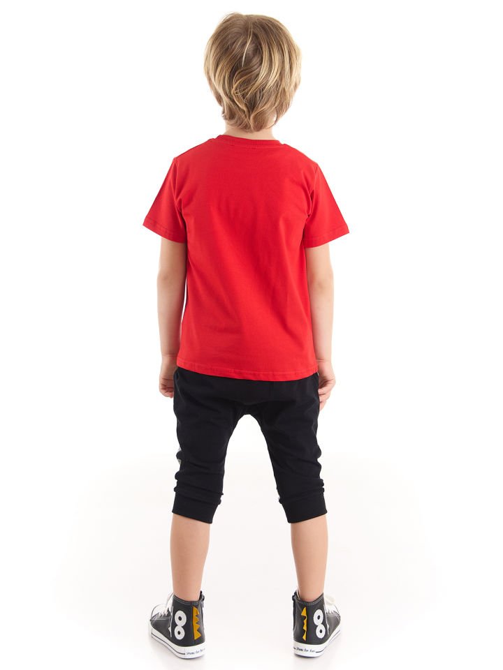 Jake Erkek Çocuk T-shirt Kapri Şort Takım 6 Y - Kırmızı, Gri, Siyah