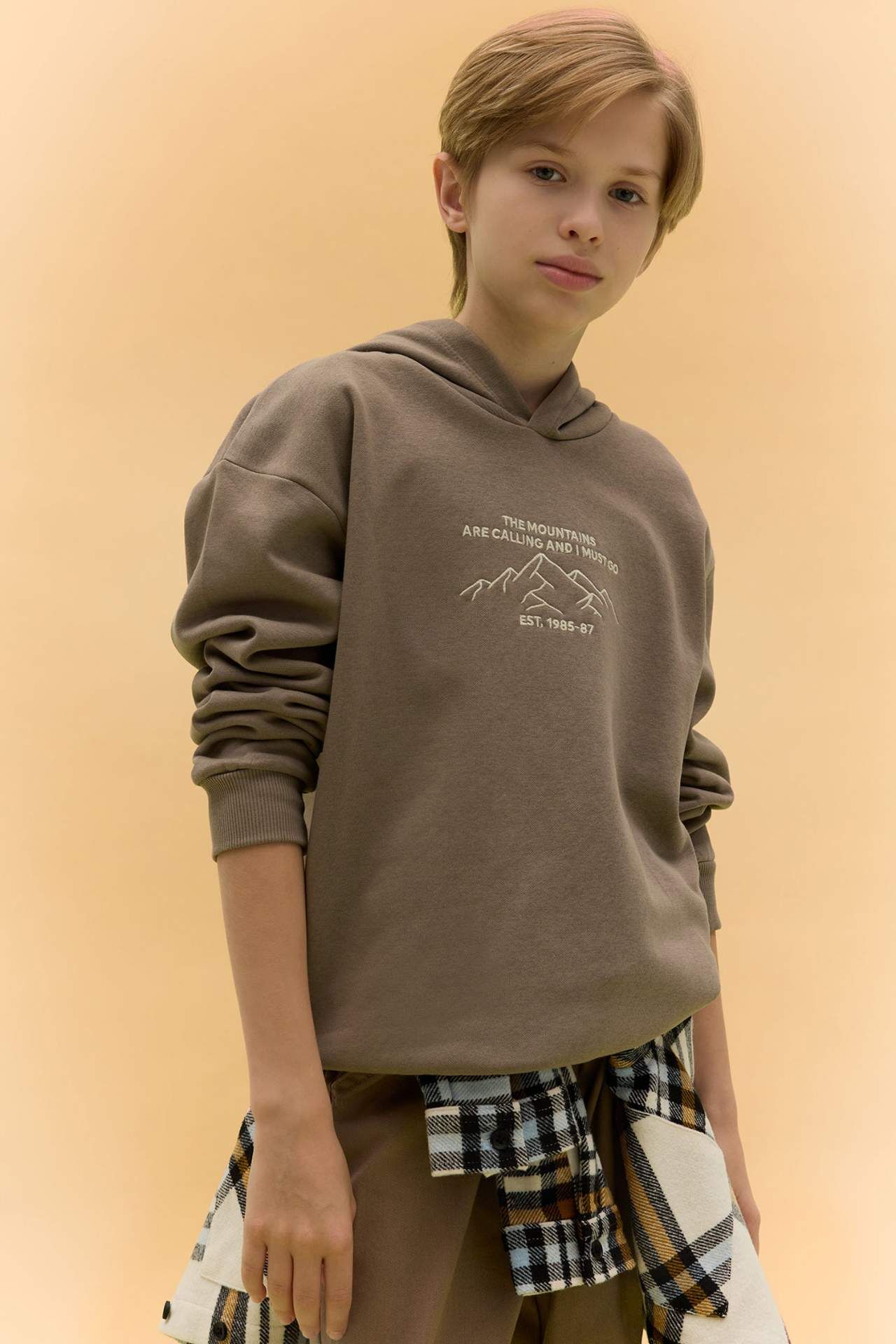 Erkek Çocuk Oversize Geniş Kalıp Baskılı Kapüşonlu Sweatshirt