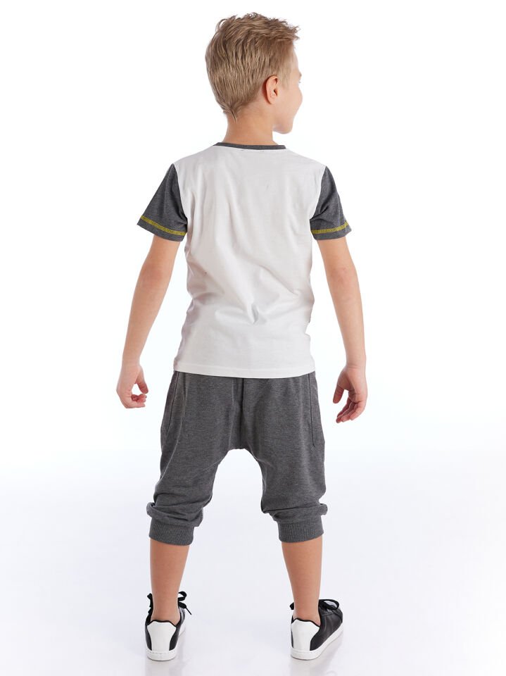 Thunder Rock Erkek Çocuk T-shirt Kapri Şort Takım 10 Y - Beyaz, Gri