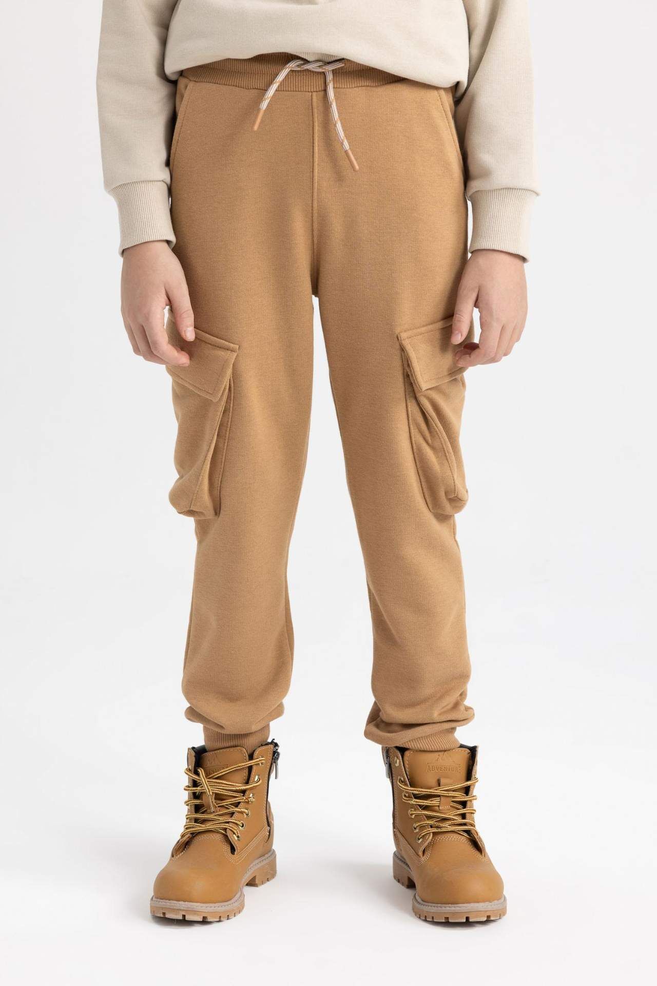 Erkek Çocuk Kargo Cepli Beli Bağcıklı Lastikli Paça Jogger Pantolon