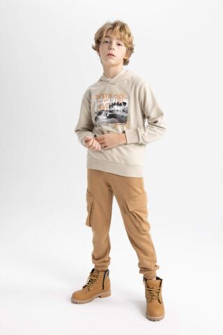 Erkek Çocuk Kargo Cepli Beli Bağcıklı Lastikli Paça Jogger Pantolon