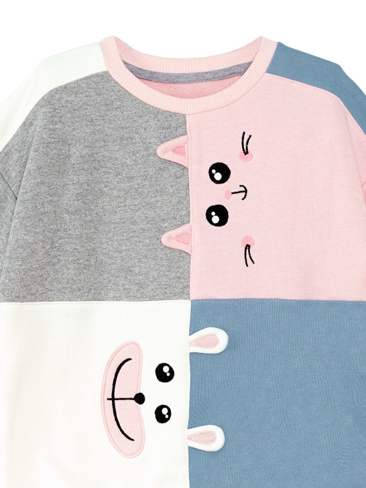 Kedi Ve Ayıcık Kız Çocuk Sweatshirt 2 Y - Pembe