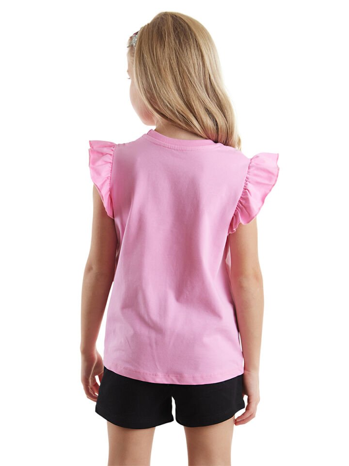 Abra Catabra Kız Çocuk T-Shirt Şort Takım 7 Y - Pembe, Siyah
